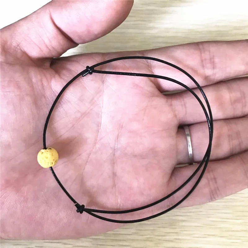 yellow Boho красочные вулканической лавы рок ножной браслет браслеты для женщин мужчин натуральный камень коровьей веревки бисера цепи ноги браслет ювелирные изделия - Окраска металла: yellow