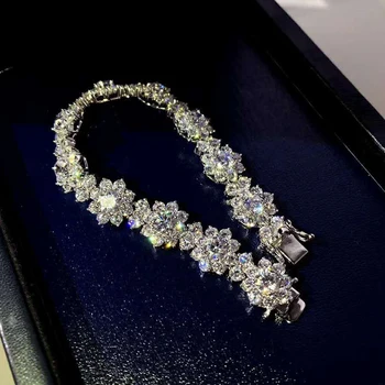 Diamond Flowers Bracelet For Women - Wedding Fine Jewelry 4