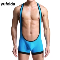 sexy mens underwear male gay bodysuit jumpsuits wrestling singlet leotard undershirts boxers pouch lingerie one piece jockstrap