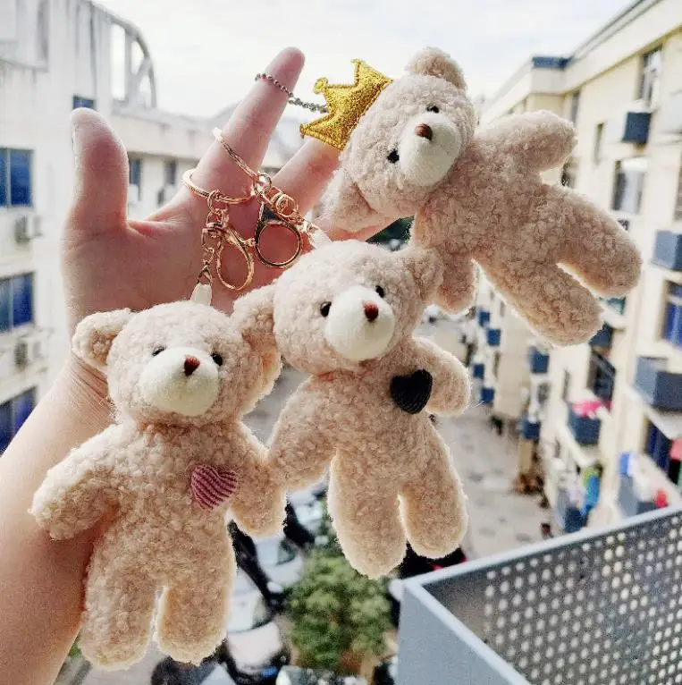 50pcs Plush Bear Keychains Pendant Animal Stuffed Key Chain Party Favors Baby Shower Wedding Doll Supplies Christmas Tree Decor