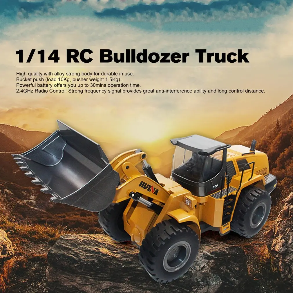 HUINA TOYS 1583 1/14 10CH Сплав RC бульдозер грузовик с фронтальным погрузчиком конструирование грузовика строительство игрушечная машинка RTR для мальчиков