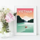 Винтажный постер из Вьетнама галонг-Бэй, пейзаж для путешествий, пейзаж, Картина на холсте для туризма, Настенная картина, домашний декор, Настенная картина, идея для подарка путешественнику