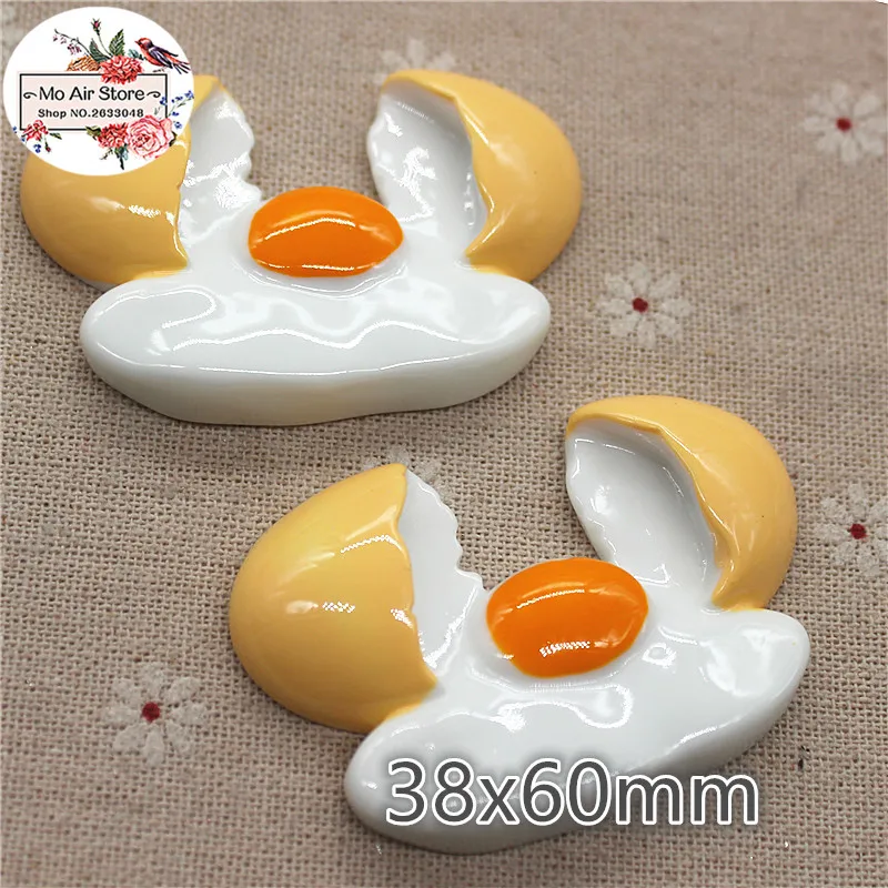 

1pcs 38x60mm poached egg Resin Flat back Cabochon imitation food Art Supply Decoration Charm Craft