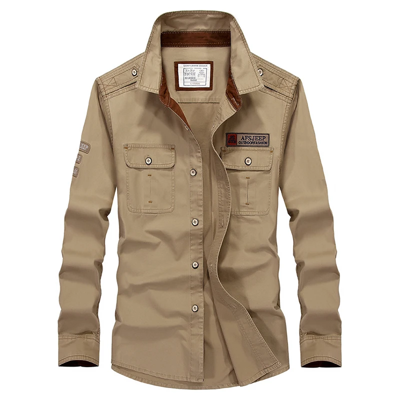 Мужская рубашка с длинным рукавом 100% хлопок цвет хаки|green shirt men|army green shirtbrand men |