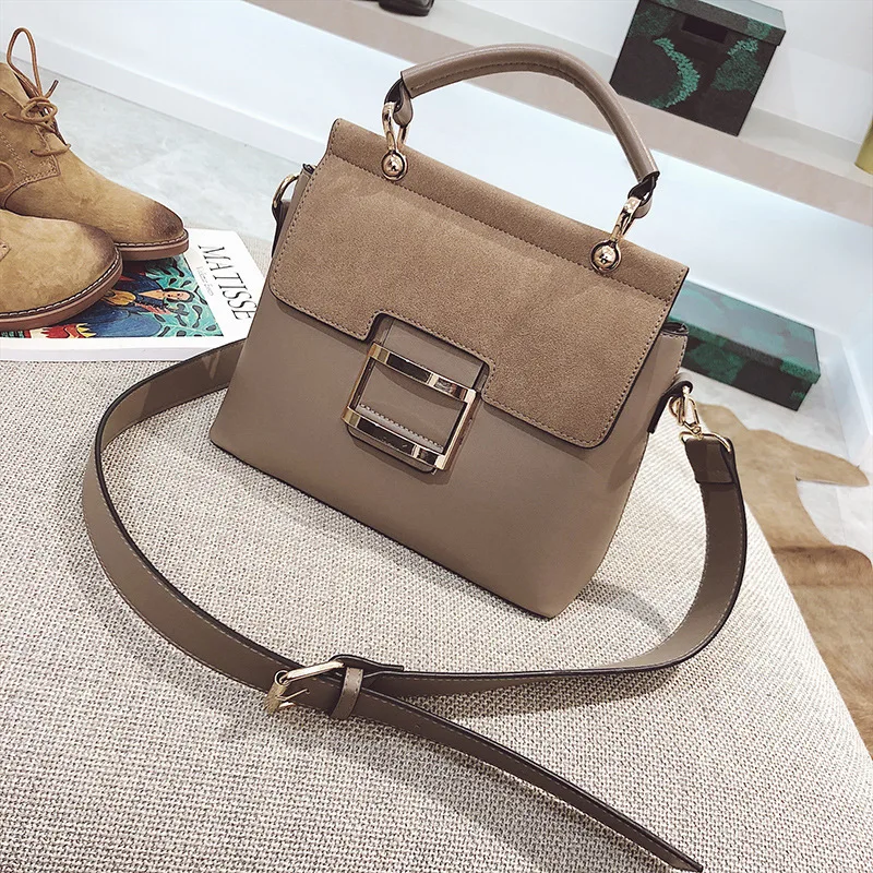 

Spring Vintage Shoulder Bags 2021 Buckle PU Leather Crossbody Bags Wide Shoulder Strap Commuter Bag Abrasive Small Square Bags
