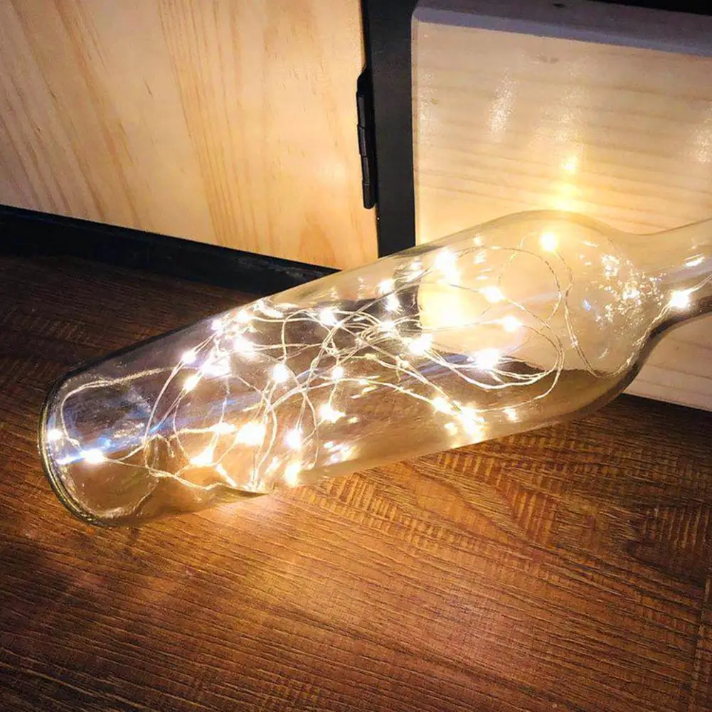 10led 20led Солнечная пробковая гирлянда для использования вне помещения Водонепроницаемая медная проволочная струнная лампа праздничное Рождественское украшение струнная лампа