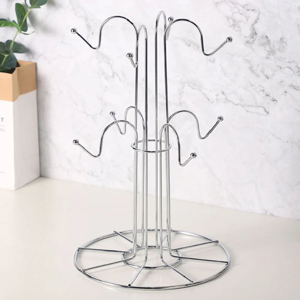 

1Pc Cup Drying Storage Rack Mug Cup Rack Creative Cup Stand Cup Dry Rack Silver