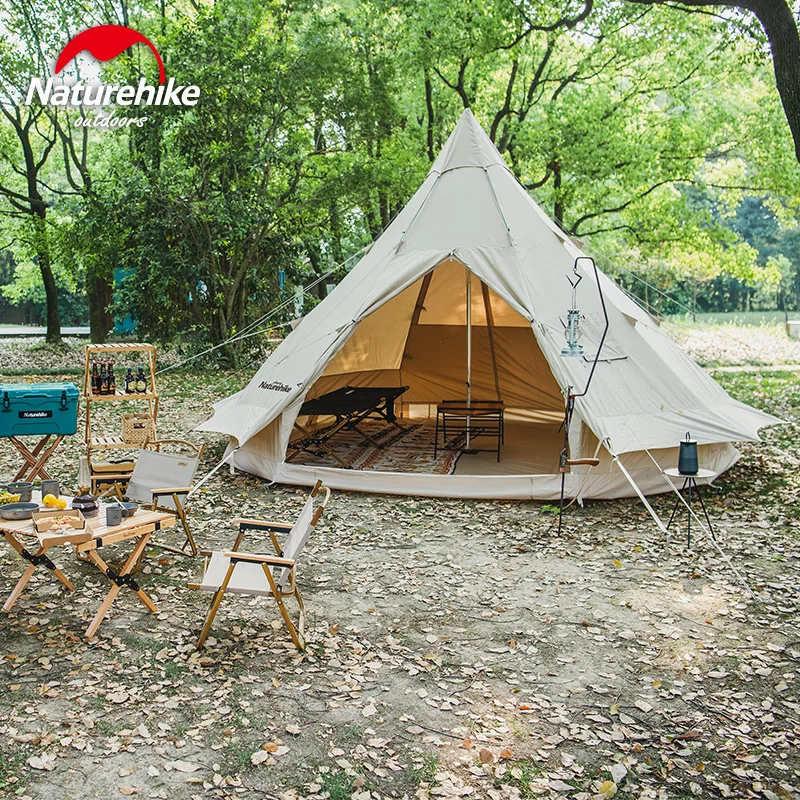Палатка Naturehike Glamping из хлопка для кемпинга большая вигвам индийская Пирамида Тип
