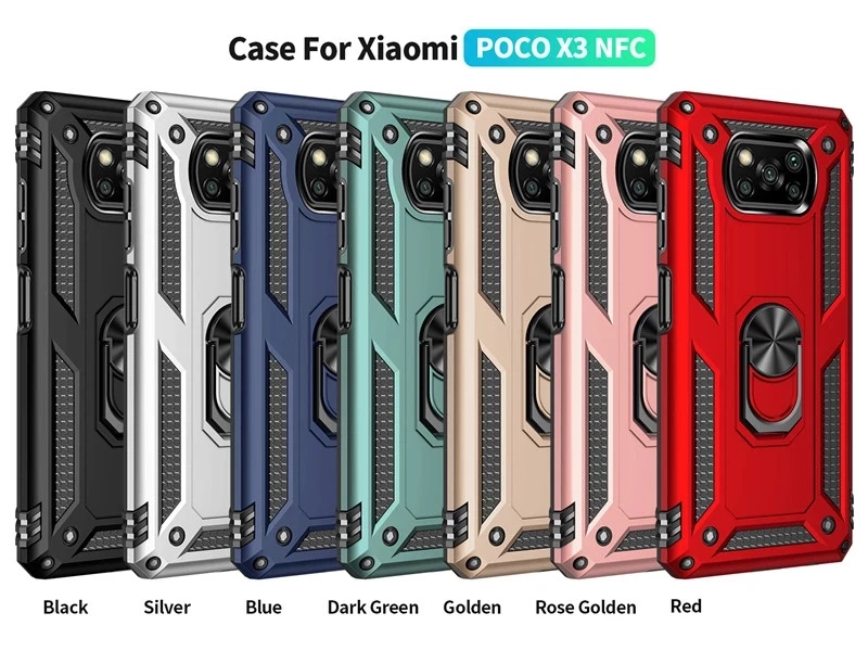 

For Xiaomi Pocophone Poco X3 Pro NFC Fashion Rugged Armor Anti Fall Phone Case Shockproof Magnetic Kickstand Protection PC Cover