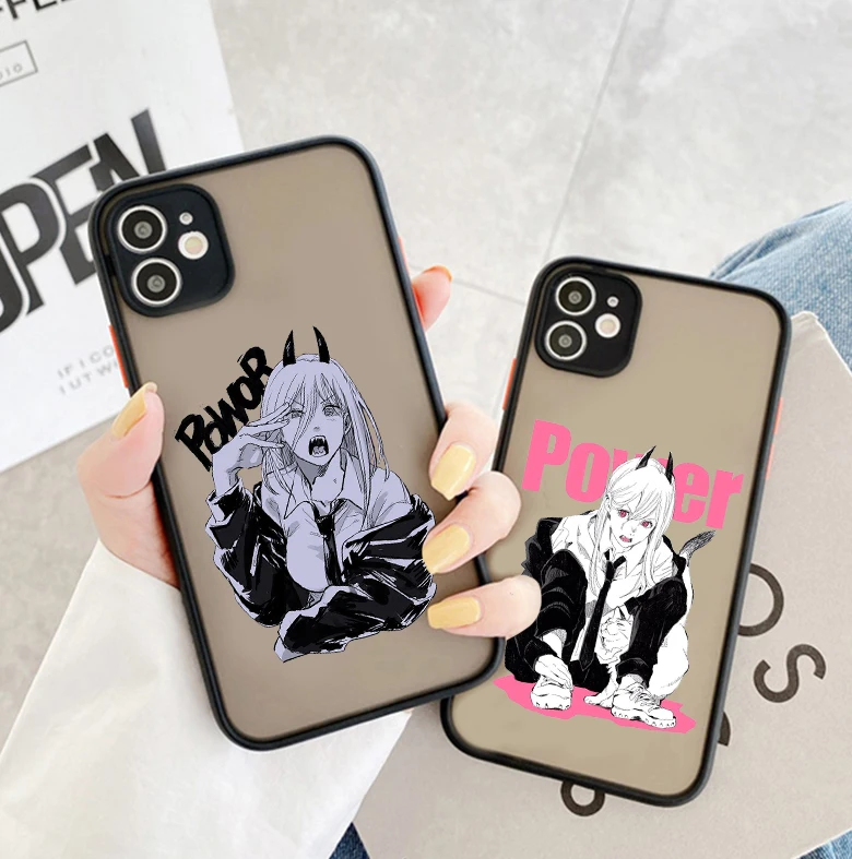 

Cartoon Anime Chainsaw Man Cellphone Bumper Clear Matte PC Back Phone Case For iphone 11 12 13 Pro XSMax 6 6s 7 8 Plus X XR case