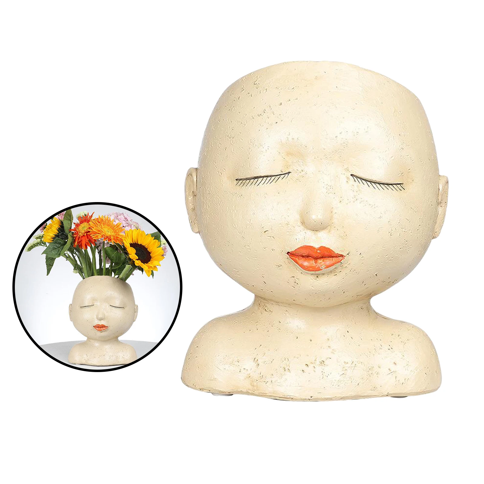 

Novelty Planter Indoor Outdoor Face Head Succulents Flowerpot Vase Table Statue