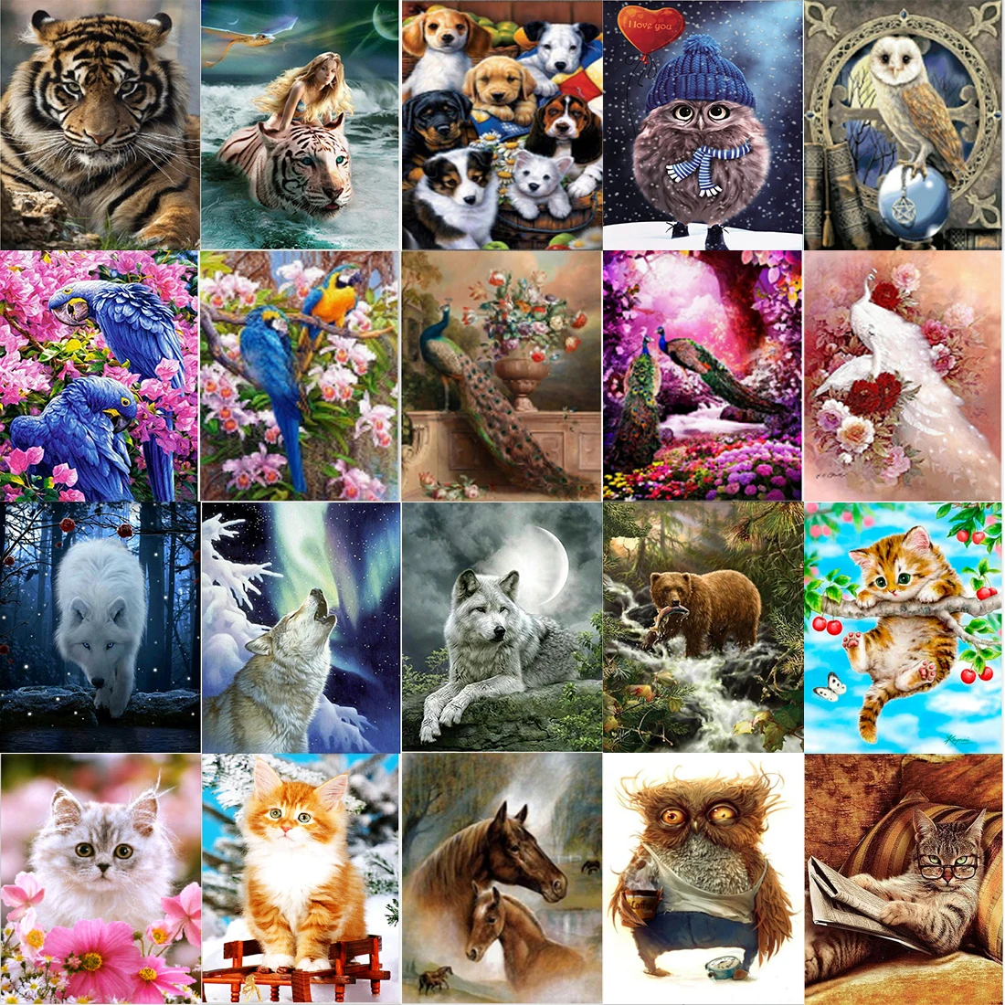 

5D «сделай сам», круглая мозаика с животными, мозаичная мозаика, украшение для дома