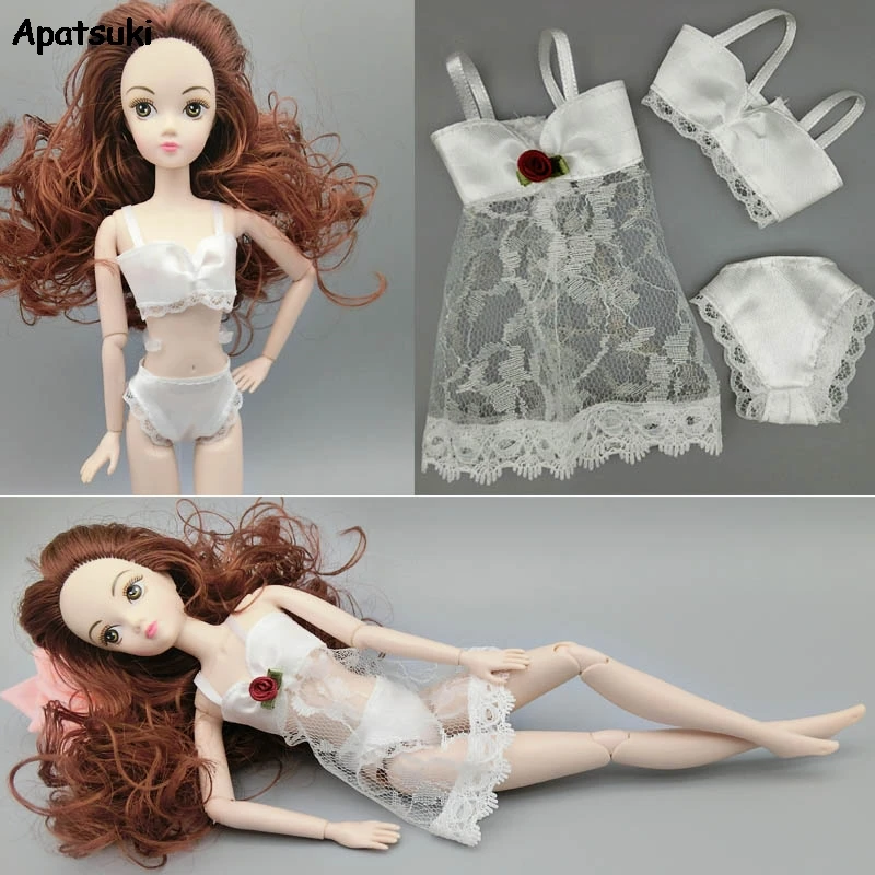 Кружевное Ночное платье + бюстгальтер нижнее белье белое сексуальное женское