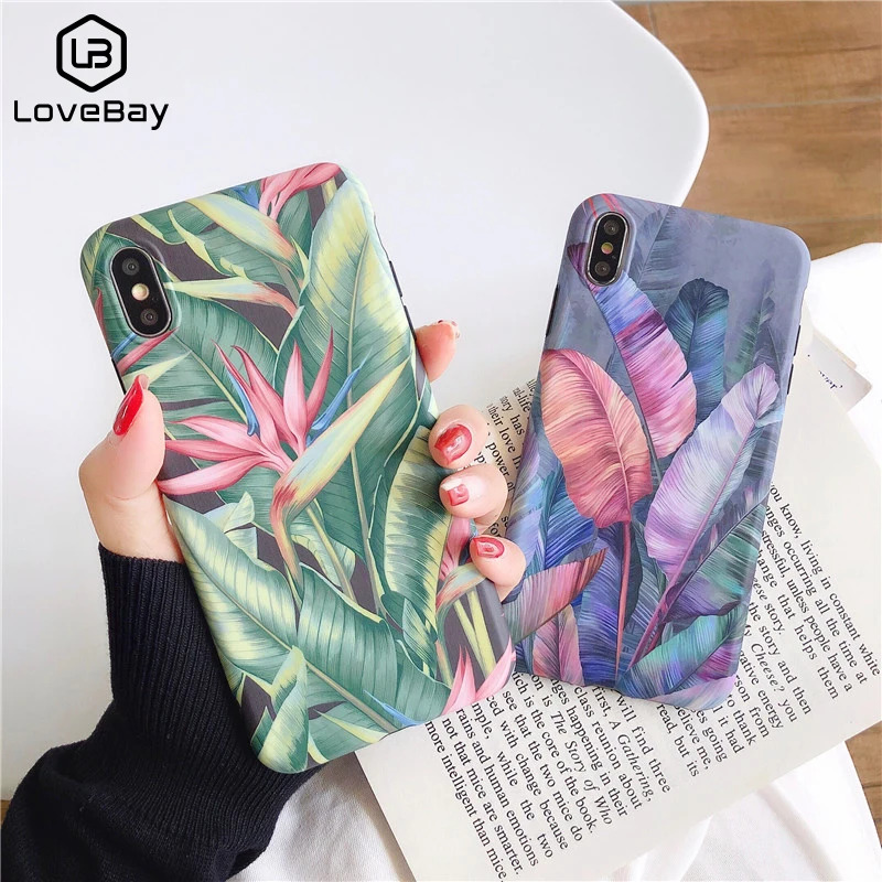 Lovebay чехол для телефона для iPhone 11 6 6 S 7 8 Plus X XR XS 11Pro Max растения банан зеленый лист мягкий IMD Для iPhone X задняя крышка Чехлы