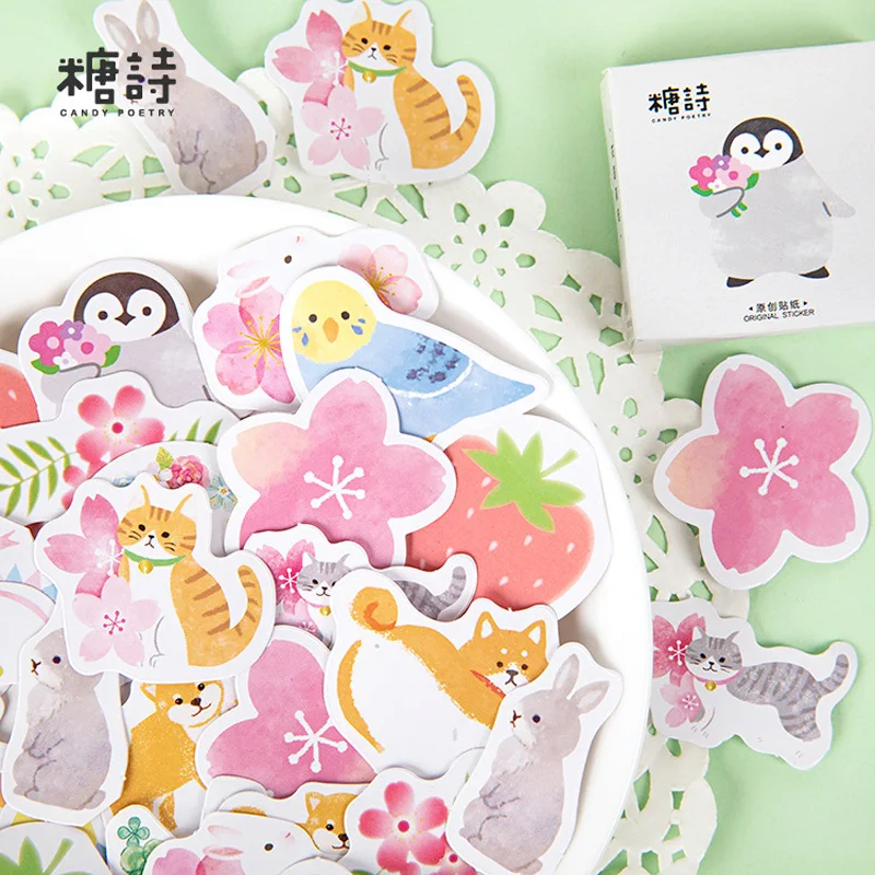 

1 Pack (45 pcs stickers) Animals Zoo Penguin Fox Rabbit Paper Stickers DIY Decorative Stick Label Kids Gift
