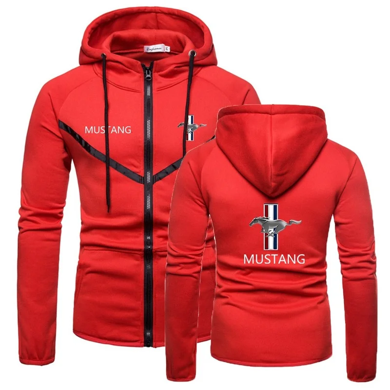 

2021 NEW Mustang New Zipper Brand Hoodies Men Fitness Sweatshirts Solid Color England Style Muscle Sportswear Coat