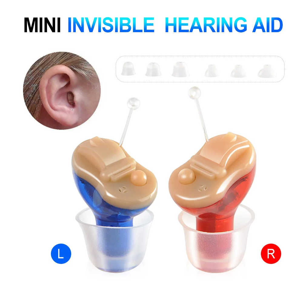 

Red Right/Blue Left Digital Mini InvisIble Ear 6-Channel/8 Channel Digital Hearing Aid Visible Sound Amplifier Enhancer CIC