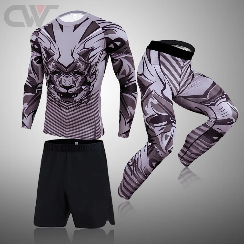 

Men's Sports Clothing Winter First Layer Thermal Underwear Set Warm Sweat Suit Fitness Tights Training Set Jogging Suits For Men