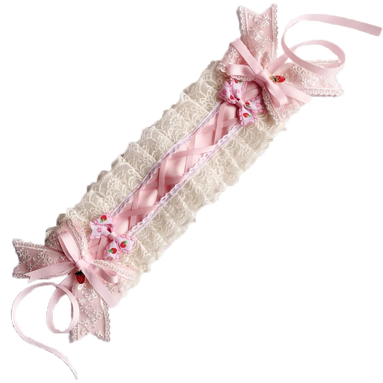 Розовая повязка для волос в стиле &quotЛолита&quot &quotКлубничная Вафля&quot &quotмилый