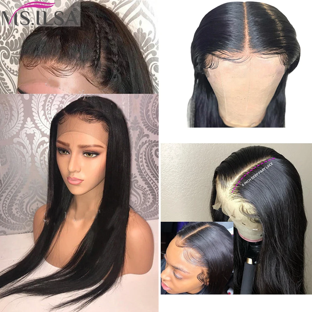 Бразильские 13х6 прямые кружевные передние парики черные женские человеческие