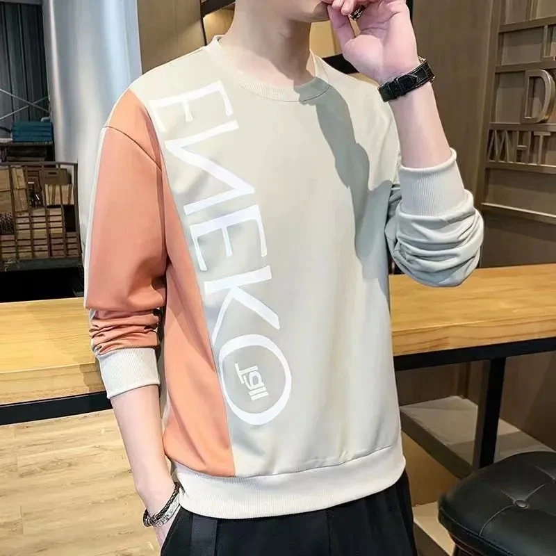 

Long sleeve T-shirt men's hoodie summer 2021 new INS trend loose with bottom thin clothes spring and autumn