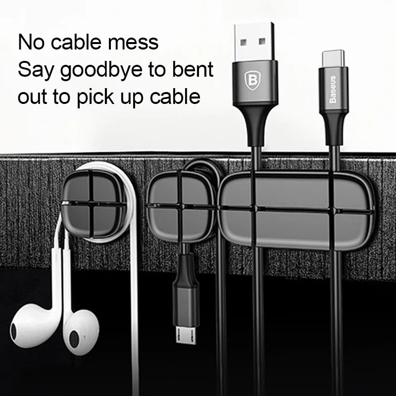 Baseus Магнитный органайзер для кабеля USB управление шнуром настольные держатели
