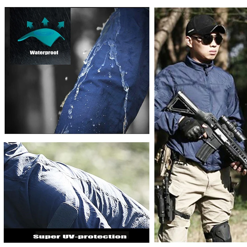 

Men Outdoor Skin Jacket Hunting Anti-UV Lightweight Polyester Waterproof Summer Body Protect Breathable Quick Dry Hide Hooded