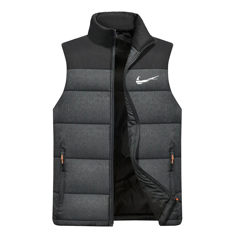 

Cotton vest autumn and winter stand-up collar color matching sleeveless IКNIKEС cotton-padded jacket men's padded vest thickened