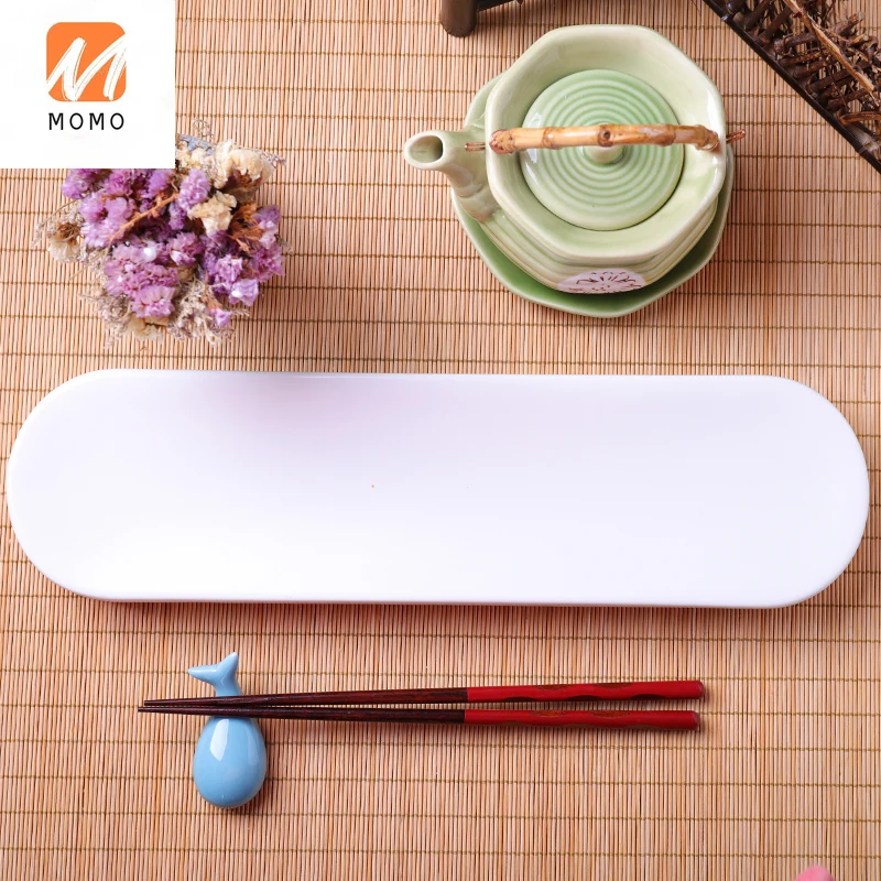

Tableware Creative Hotel Ceramic Sushi Plate Plate Dish Long Plate Pastry Plate Retro Japanese 14-Inch