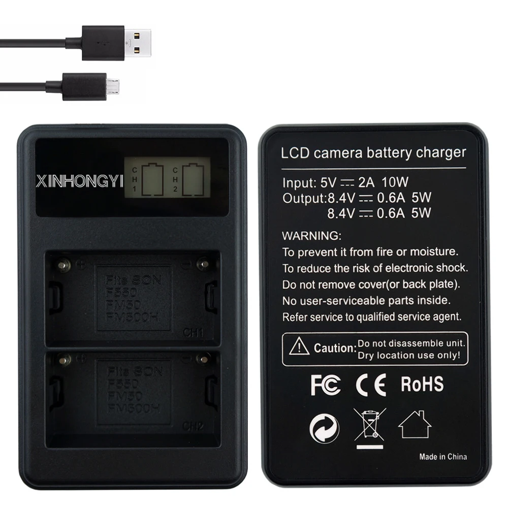 Зарядное устройство для Sony A57/A58/A65/A77/A99/A550/A560/A580 с двумя USB-портами ЖК-дисплеем