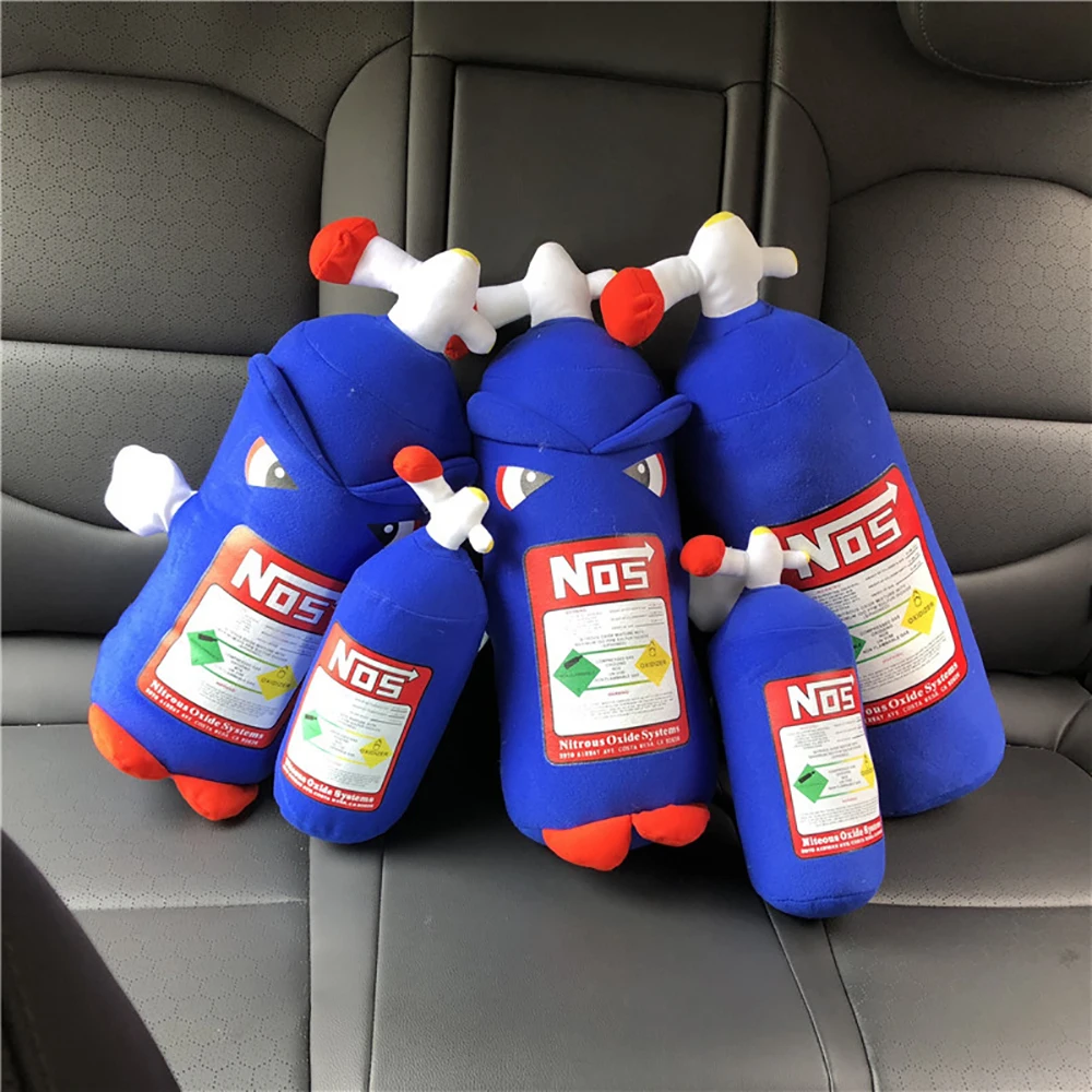 

New Creative Plush Toys NOS Nitrous Oxide Bottle Soft Pillow Turbo JDM Cushion Gifts Car Decor Headrest Backrest Seat Neck Rest