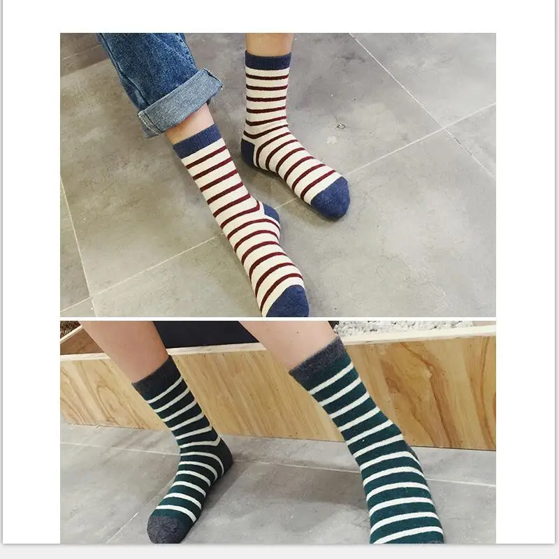 Women Solid Striped Wool Sport Socks Ankle Sock Girls Ivory Navy Grey Red Stripes Short Winter Socks 5 pairs/ lot AL206SC