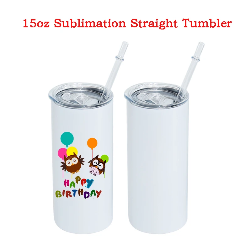 

15oz Sublimation Blank Straight Tumbler with Sealed Lids Stainless Steel Water Bottles Cup Double Wall Vacuum Thermos Cups