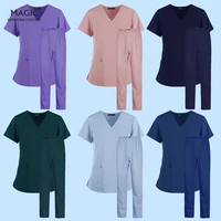elasticity pet clinic nurse workwear high quality solid color nursing scrubs women uniforms hospital doctor work clothing suits