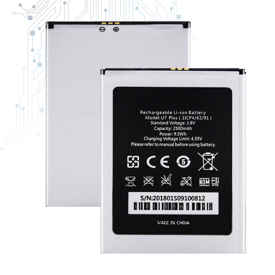 

Mobile Phone Battery 2500mAh For Oukitel U7 MAX U7Max