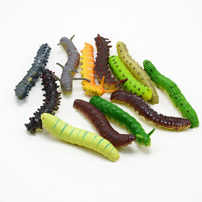 

2022 12PCS/lots Novel Creativity 7cm Simulation Caterpillar Plastic Terrorist Scary Animal Toy Horro Kids Gag Toy