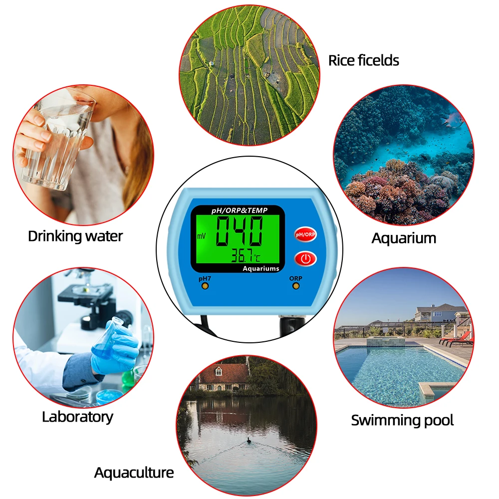 

3 in 1 pH ORP&Temp tester Digital pH tester ORP meter temperature quality purity test measuring Aquarium instrument 40% off