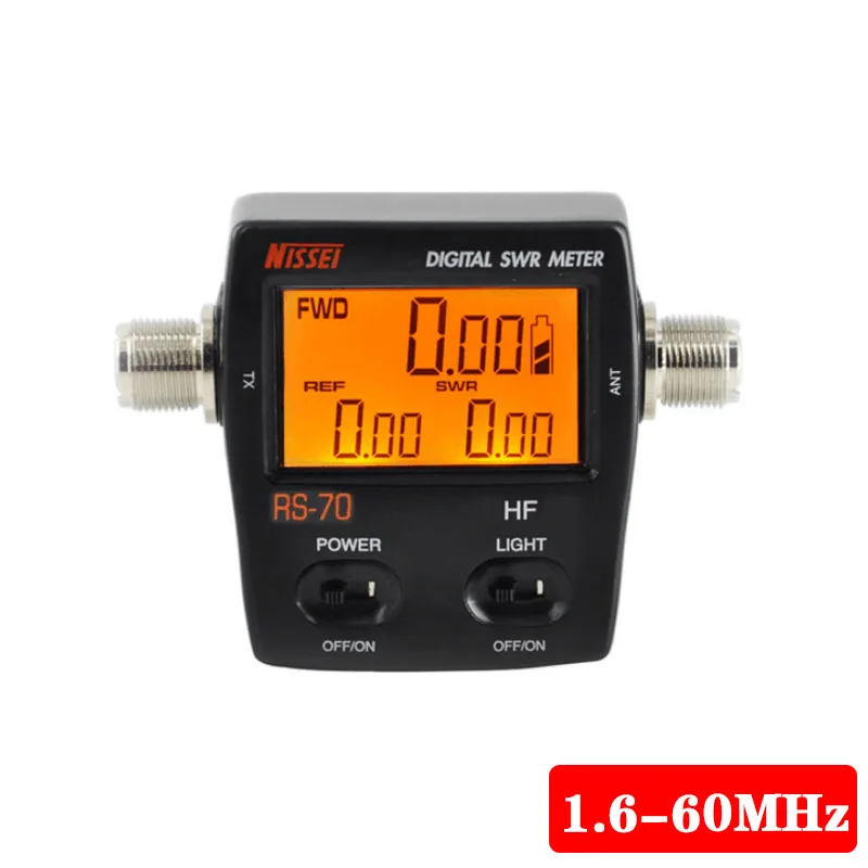 

MHZ Power Meter NISSEI M Type Connector RS-70 Digital SWR Power Counter 1.6-60MHz 200W