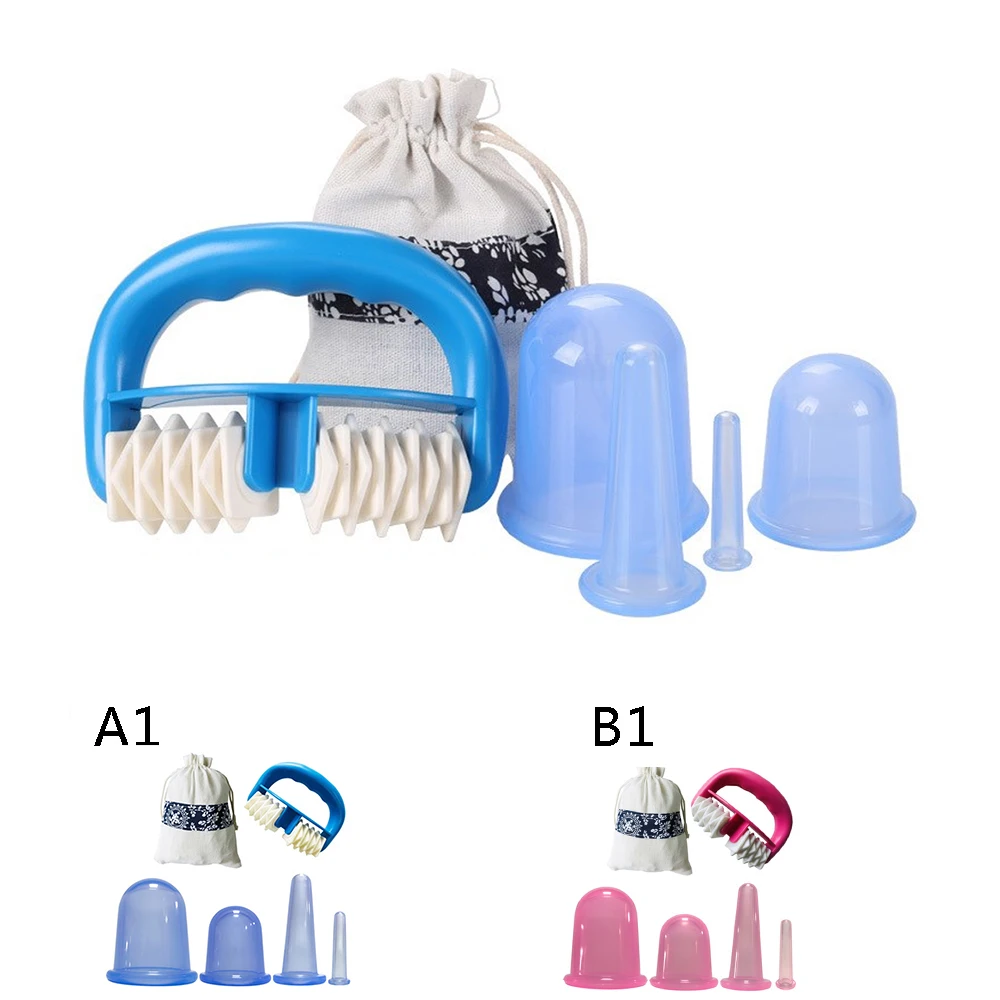 

Silicone Massage Vacuum Body Facial Cup Anti Cellulite Cupping Ageing Therapy Push Roller Massage Brush Fat Massage Wheel Set
