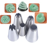 5 pcs large stainless steel nozzles decorating mouth combination pastry cream nozzle cake decoration tools kitchen accessories
