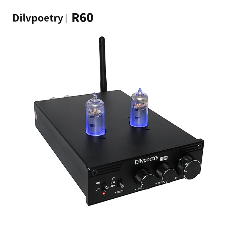 

Dilvpoetry R60 Tube amplifier TDA7498E CM6642 NE5532 QCC3008 6K4 AMP RCA Bluetooth 5.0 supports APT-X Hifi USB amplifier