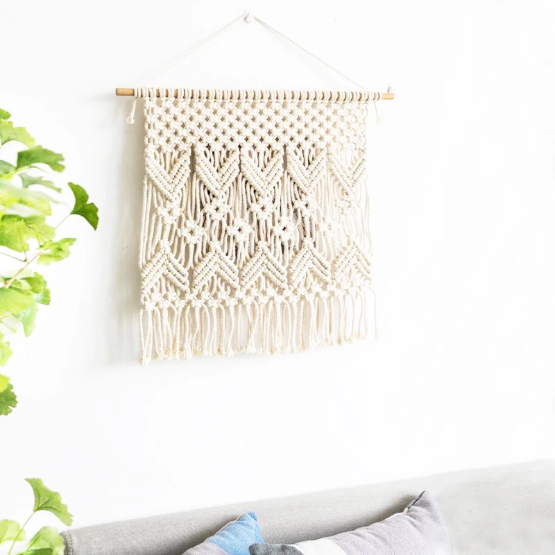 

Macrame Wall Hanging Tapestry Geometric Bohemian Decoration For Bedroom Dorm Living Room Gallery Beige 20"L X 20" W