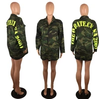 printing loose coats street wear women plus size camouflage autumn newest ladys turn down collar single breasted letter jackets