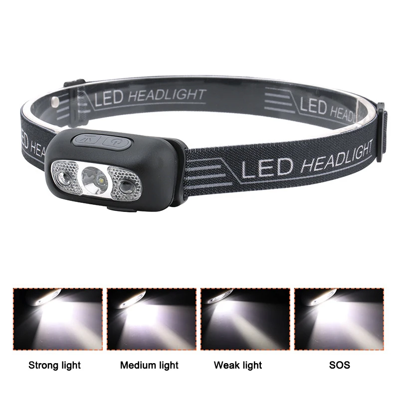 

LED Headlamp Rechargeable Body Motion Sensor Camping Fishing Outdoor Torch with USB