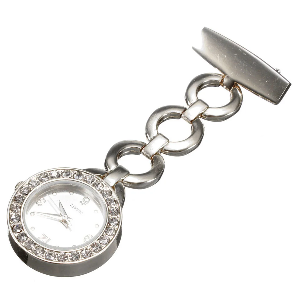

Luxury Rhinestone Round Dial Nurse Watch Brooch Pin Quartz Fob Pocket Watch
