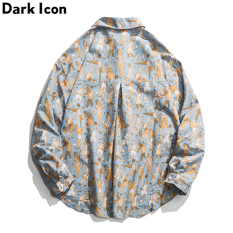 Dark Icon пляжная гавайская рубашка, Мужская хип-хоп рубашка с длинным рукавом, мужские рубашки, осень, уличная одежда, рубашка с отложным воротником, мужские топы