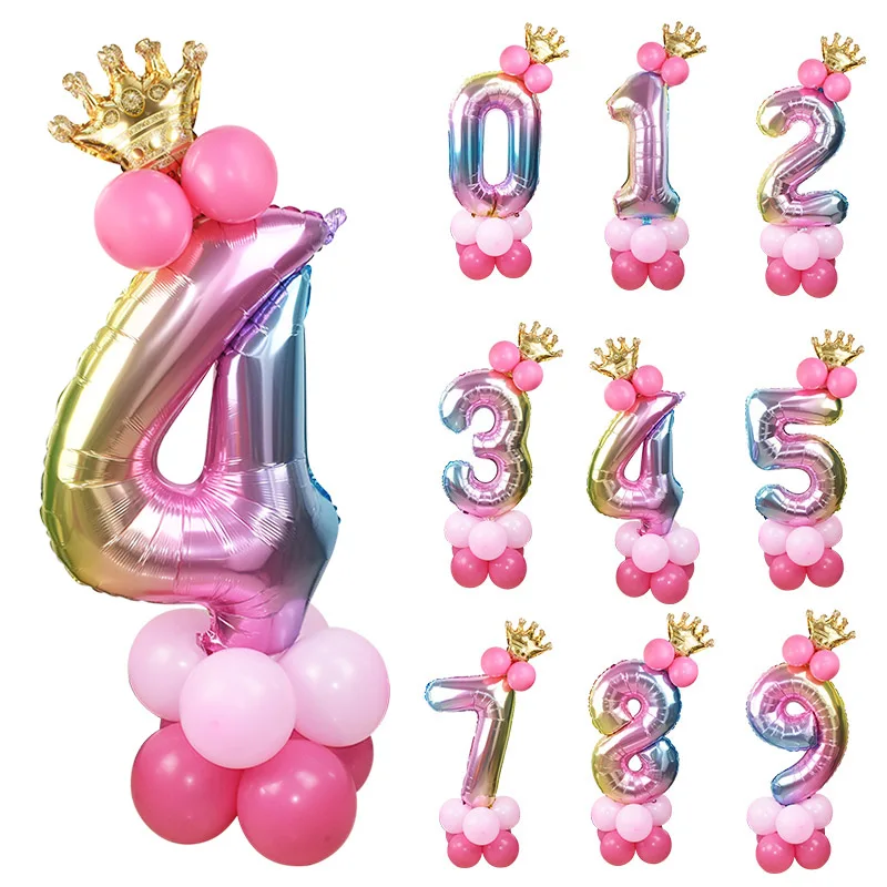 13 шт./компл. шары на день рождения с радужными цифрами фольгированные украшения