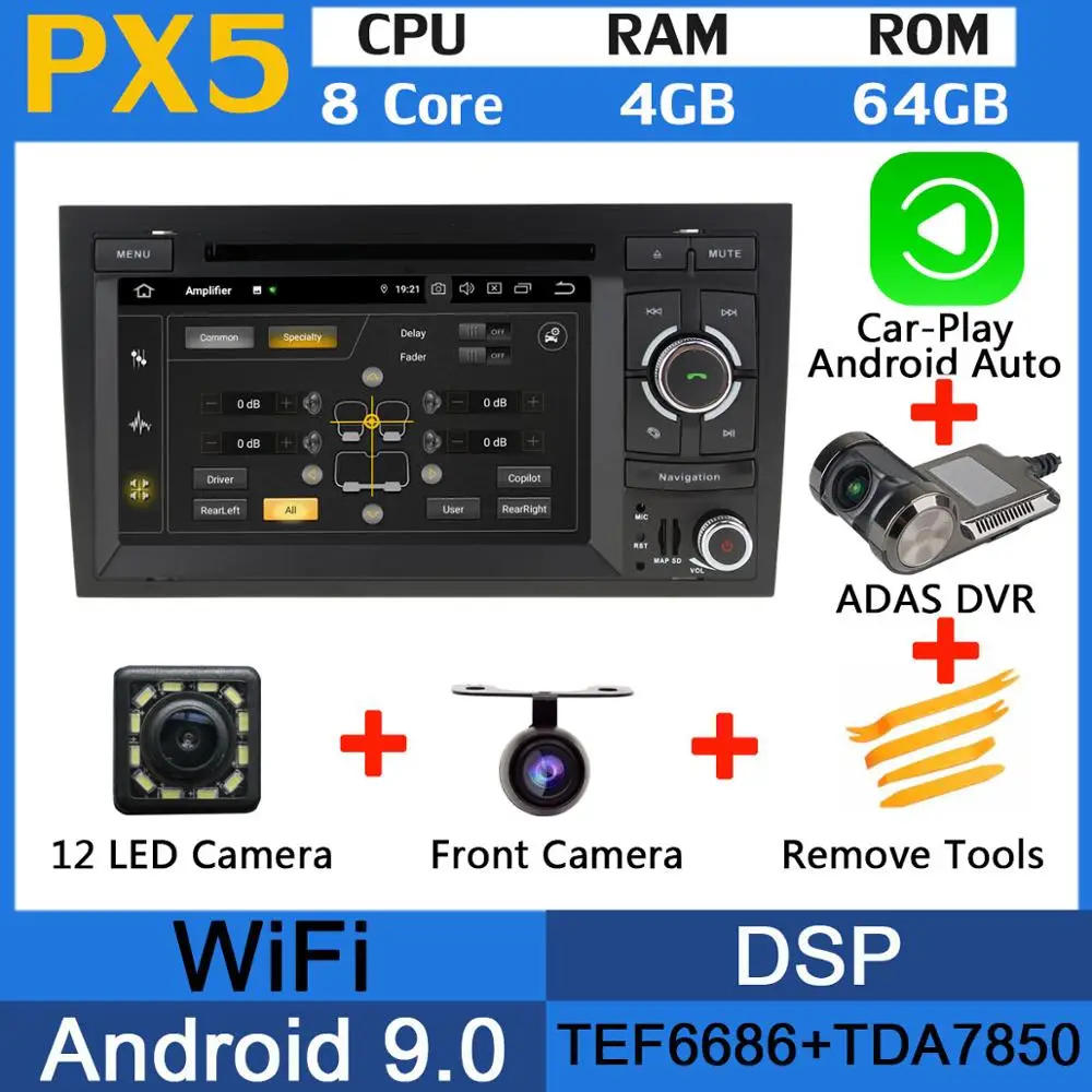PX5-CarPlay ADAS PX6 Восьмиядерный Android 9,0 4G+ 64G 5 USB для Audi A4 2002-2008 S4 RS4 B9 B7 SEAT EXEO 2009-2012 автомобильный радиоприемник стерео gps навигация - Цвет: PX5-CarPlay ADAS