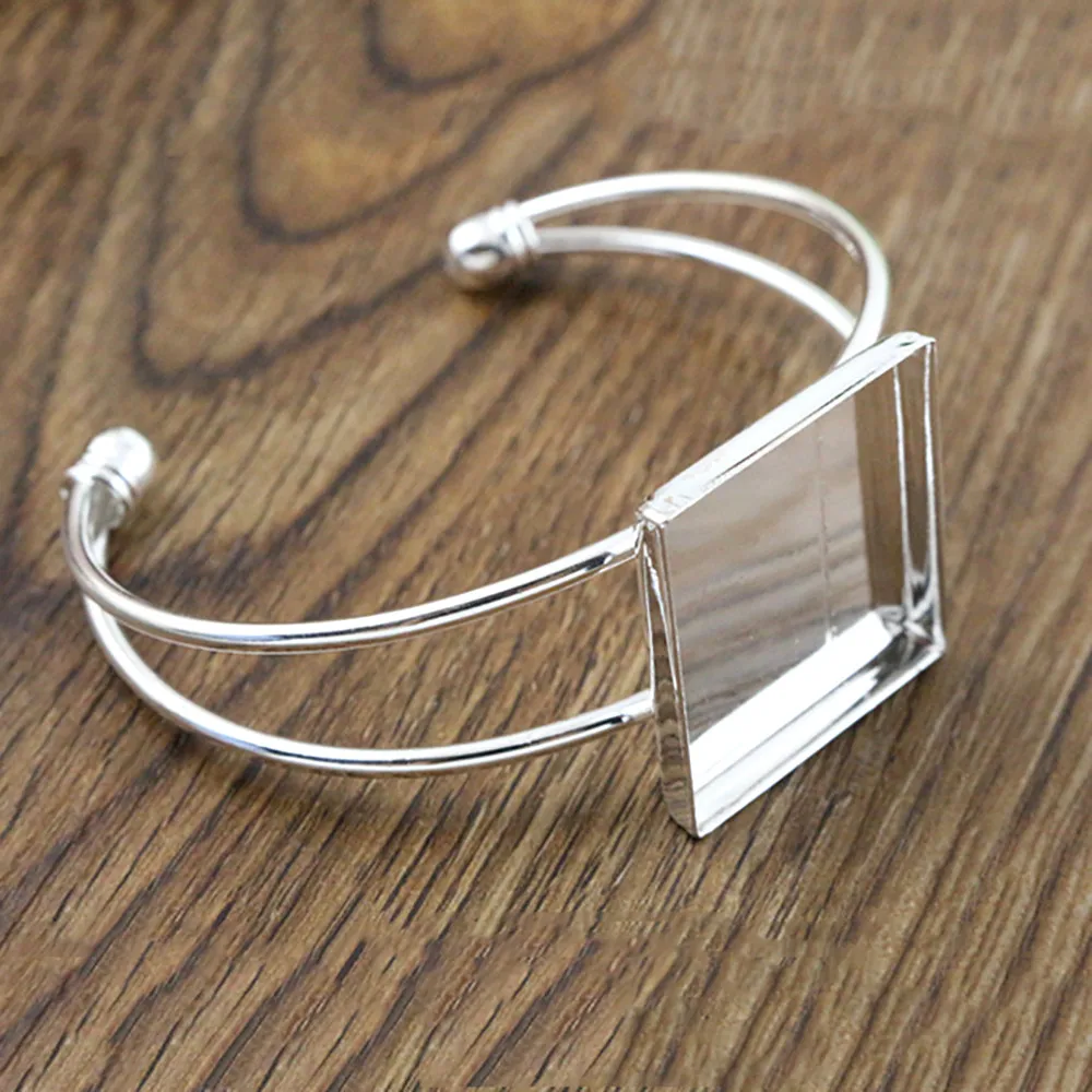 Высокое качество 25 мм Посеребренная бронза 4 цвета квадратный браслет База