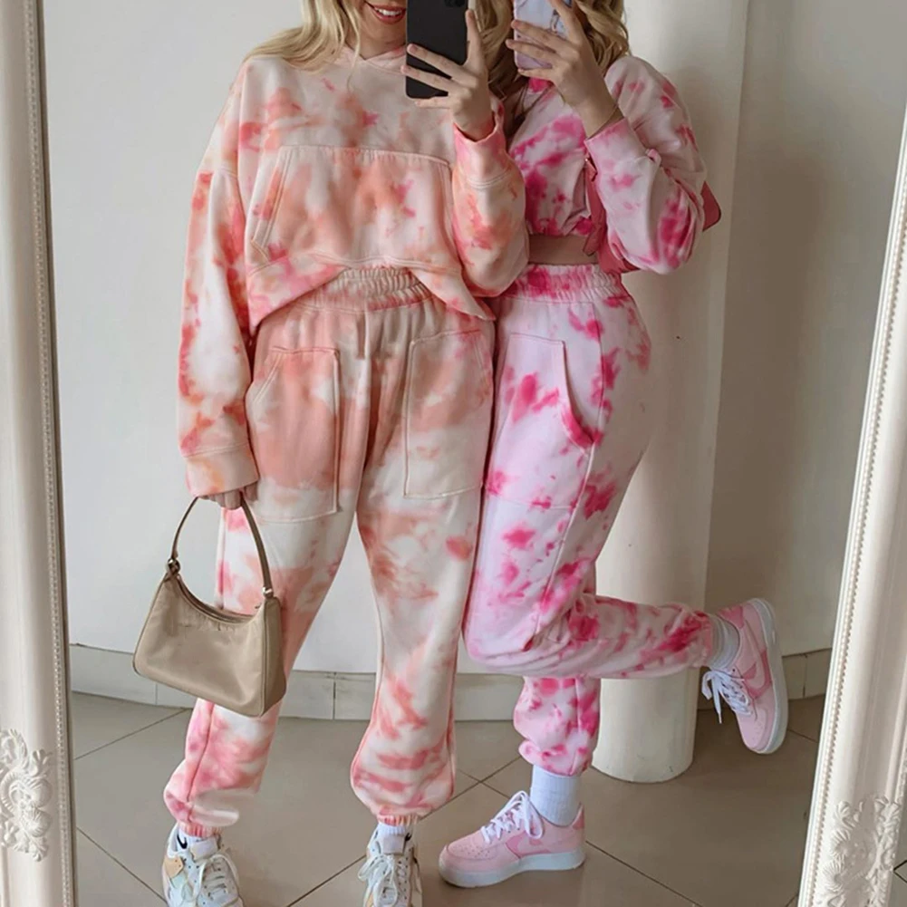 

Tie Dye Printed Basic Joggers Lady Pants Casual High Waist Pokets Sweatpants Harajuku Elastic Waist Hip-hop Trousers